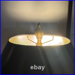 VTG Erwin Lambeth Brass on Lucite Table Lamp Gold Black Hollywood Regency Spiral