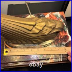 VTG Erwin Lambeth Brass on Lucite Table Lamp Gold Black Hollywood Regency Spiral