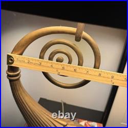 VTG Erwin Lambeth Brass on Lucite Table Lamp Gold Black Hollywood Regency Spiral