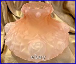 VTG Fenton Art Glass Table Lamp Gone With The Wind Pink Rose Case Glass 1950s