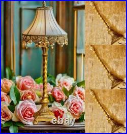 VTG French Victorian Style Candlestick Table Buffet Faux Gold Leaf 3 Lamps Set