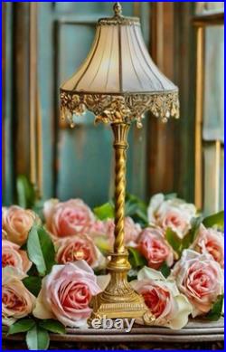 VTG French Victorian Style Candlestick Table Buffet Faux Gold Leaf 3 Lamps Set