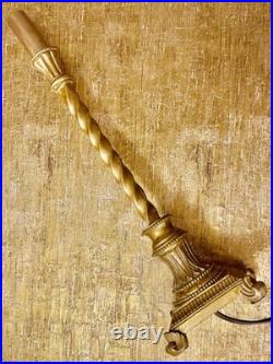 VTG French Victorian Style Candlestick Table Buffet Faux Gold Leaf 3 Lamps Set