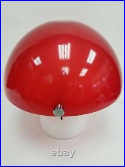 VTG Gilbert Style MCM Mid Century Mushroom Red White Table Lamp Mushroom Space