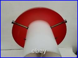 VTG Gilbert Style MCM Mid Century Mushroom Red White Table Lamp Mushroom Space