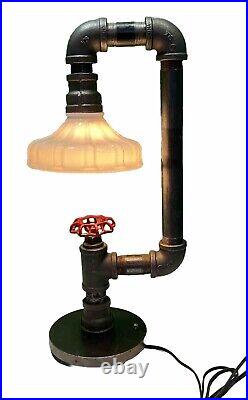 VTG Handcrafted Retro Industrial Pipe desk lamp with valve on/off switch-20.5T