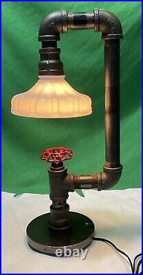 VTG Handcrafted Retro Industrial Pipe desk lamp with valve on/off switch-20.5T