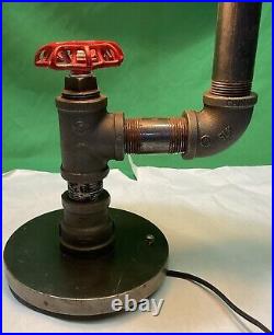 VTG Handcrafted Retro Industrial Pipe desk lamp with valve on/off switch-20.5T