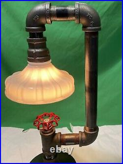 VTG Handcrafted Retro Industrial Pipe desk lamp with valve on/off switch-20.5T