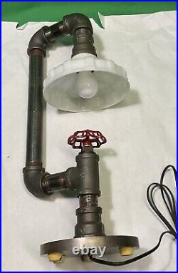 VTG Handcrafted Retro Industrial Pipe desk lamp with valve on/off switch-20.5T