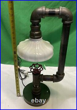 VTG Handcrafted Retro Industrial Pipe desk lamp with valve on/off switch-20.5T