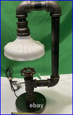 VTG Handcrafted Retro Industrial Pipe desk lamp with valve on/off switch-20.5T