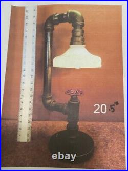 VTG Handcrafted Retro Industrial Pipe desk lamp with valve on/off switch-20.5T