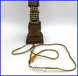 VTG Harlequin Jester Figural Table Lamp Stacked Clown Art Deco Style (Tested)