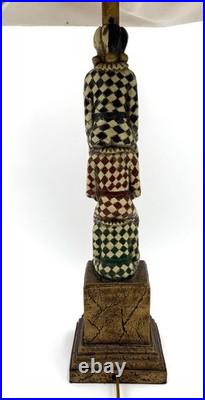 VTG Harlequin Jester Figural Table Lamp Stacked Clown Art Deco Style (Tested)