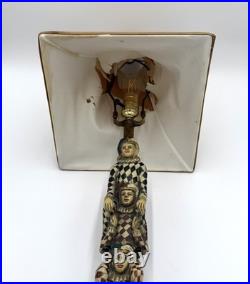 VTG Harlequin Jester Figural Table Lamp Stacked Clown Art Deco Style (Tested)