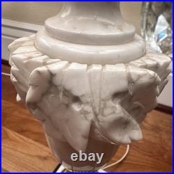 VTG Hollywood Regency Alabaster Glam Marble Crystal Prism Boudoir Lamps (2)