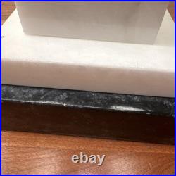 VTG Hollywood Regency Alabaster Glam Marble Crystal Prism Boudoir Lamps (2)