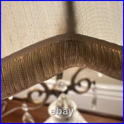 VTG Hollywood Regency Alabaster Glam Marble Crystal Prism Boudoir Lamps (2)