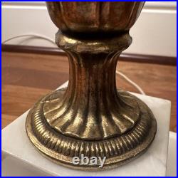 VTG Hollywood Regency Alabaster Glam Marble Crystal Prism Boudoir Lamps (2)