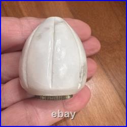 VTG Hollywood Regency Alabaster Glam Marble Crystal Prism Boudoir Lamps (2)