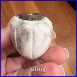 VTG Hollywood Regency Alabaster Glam Marble Crystal Prism Boudoir Lamps (2)