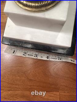 VTG Hollywood Regency Alabaster Glam Marble Crystal Prism Boudoir Lamps (2)