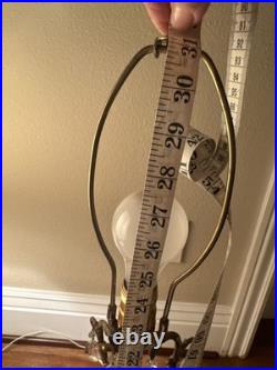 VTG Hollywood Regency Alabaster Glam Marble Crystal Prism Boudoir Lamps (2)