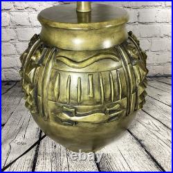 VTG Lamp 28 Egyptian Gods Large 3D HIEROGLYPH Table Olive Green Canopic Jar