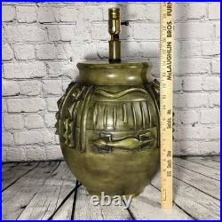 VTG Lamp 28 Egyptian Gods Large 3D HIEROGLYPH Table Olive Green Canopic Jar
