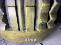 VTG Lamp 28 Egyptian Gods Large 3D HIEROGLYPH Table Olive Green Canopic Jar