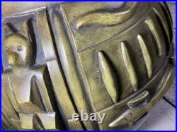 VTG Lamp 28 Egyptian Gods Large 3D HIEROGLYPH Table Olive Green Canopic Jar
