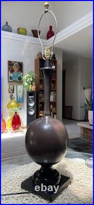 VTG MAGNIFICENT X LARGE & HEAVY Table Lamp Bronze Textured Metal PERFECT DESIGN