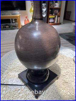 VTG MAGNIFICENT X LARGE & HEAVY Table Lamp Bronze Textured Metal PERFECT DESIGN