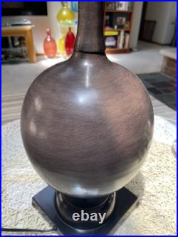 VTG MAGNIFICENT X LARGE & HEAVY Table Lamp Bronze Textured Metal PERFECT DESIGN