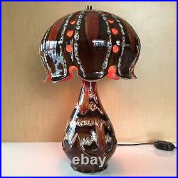 VTG Magic Mushroom Table Lamp 17 Tall 60s Chalvignac Merry Mushroom Drip Glaze