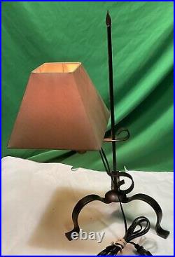 VTG Metal Footed Table Lamp 23 Tall Brown Color With Shade