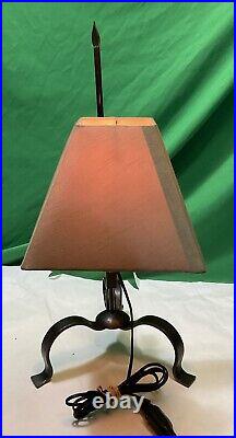 VTG Metal Footed Table Lamp 23 Tall Brown Color With Shade