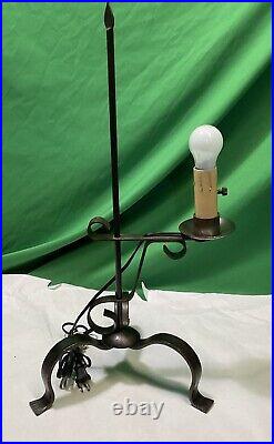 VTG Metal Footed Table Lamp 23 Tall Brown Color With Shade