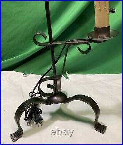 VTG Metal Footed Table Lamp 23 Tall Brown Color With Shade