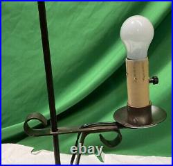 VTG Metal Footed Table Lamp 23 Tall Brown Color With Shade