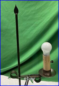 VTG Metal Footed Table Lamp 23 Tall Brown Color With Shade