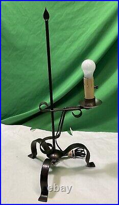 VTG Metal Footed Table Lamp 23 Tall Brown Color With Shade