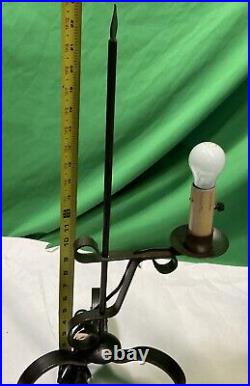 VTG Metal Footed Table Lamp 23 Tall Brown Color With Shade