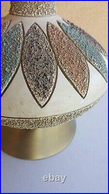 VTG Mid Century Chalkware Genie Lamp Quartite Creative Corp 1960 Atomic Petals