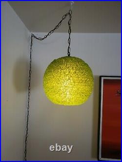 VTG Mid Century Modern Green Spaghetti Lucite/Fiberglass Swag Ceiling Lamp 14