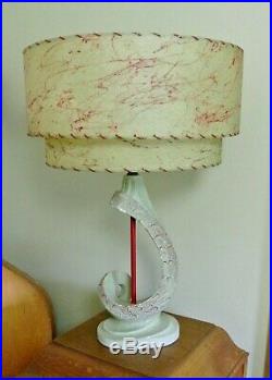 VTG Mid Century Modern Lamp with Two Tier Fiberglass Shade Table TV MCM AWESOME
