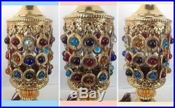 VTG Mid Century Ornate Gold Metal Glass Bead Waterfall Hollywood Table Lamp