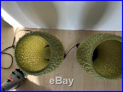 VTG Pair MID Century Modern Green Bubble Beehive Plastic Tripod Lamp