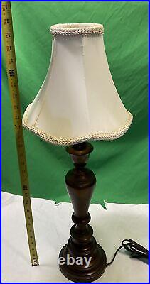 VTG Quoizel INC -Wooden Column Table Lamp With Shade 27 Tall, Brown Color